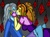 Size: 6600x4875 | Tagged: safe, artist:takrontoxicity, adagio dazzle, trixie, equestria girls, g4, absurd resolution, blushing, duo, eyes closed, female, gradient background, kiss on the lips, kissing, lesbian, requested art, ship:triagio, shipping, touching face