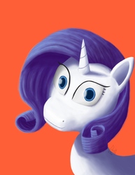Size: 2136x2761 | Tagged: safe, rarity, pony, unicorn, g4, female, high res, mare, orange background, simple background, solo, thousand yard stare
