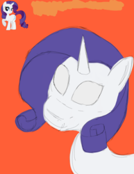 Size: 2136x2761 | Tagged: safe, rarity, pony, unicorn, g4, colored sketch, female, high res, mare, orange background, simple background, solo, thousand yard stare