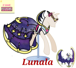 Size: 733x660 | Tagged: safe, artist:ask-nora-the-alicorn, artist:catscat111, artist:catscat112, lunala, clothes, dress, jewelry, mannequin, mlp fashion, pokémon, simple background, tiara, transparent background