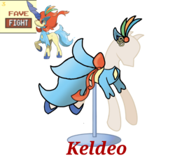 Size: 733x660 | Tagged: safe, artist:ask-nora-the-alicorn, artist:catscat111, artist:catscat112, keldeo, clothes, dress, mannequin, mlp fashion, pokémon, raised hoof, simple background, transparent background