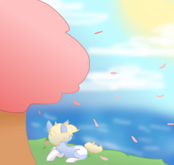 Size: 750x710 | Tagged: safe, artist:nootaz, oc, oc only, oc:nootaz, pony, leaves, solo, sun, tree