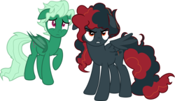 Size: 14929x8684 | Tagged: safe, artist:kojibiose, oc, oc only, oc:bleeding heart, oc:malestrom, bat pony, pegasus, pony, g4, absurd resolution, female, mare, simple background, transparent background