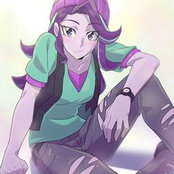 Size: 2550x2550 | Tagged: safe, artist:rustyartist, starlight glimmer, equestria girls, g4, beanie, blushing, cute, female, glimmerbetes, hat, high res, looking at you, sitting, smiling, solo