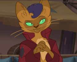 Size: 312x253 | Tagged: safe, screencap, capper dapperpaws, abyssinian, cat, anthro, g4, my little pony: the movie, animated, bedroom eyes, chest fluff, clothes, coat, cunning, gif, handsome, klugetown, lidded eyes, male, pointing, raised eyebrow, seductive, seductive look, sexy, solo, stupid sexy capper, whiskers