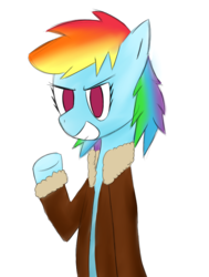 Size: 654x865 | Tagged: safe, artist:icy wind, rainbow dash, pony, g4, clothes, female, jacket, solo