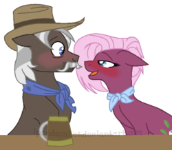 Size: 526x459 | Tagged: safe, artist:ipandacakes, burnt oak, jasmine leaf, earth pony, pony, g4, base used, blushing, burntleaf, cider, crack shipping, female, hat, male, mare, mug, shipping, simple background, stallion, straight, tankard, transparent background