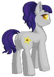 Size: 436x619 | Tagged: safe, artist:gleamydreams, oc, oc only, oc:fruity blossom, earth pony, pony, animated, behind, bounce animation, dock, dock piercing, gif, looking at you, piercing, ponytail, simple background, solo, transparent background, ych result