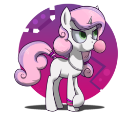 Size: 900x850 | Tagged: safe, artist:hc0, sweetie belle, pony, g4, blank flank, bubblegum, female, food, gum, older, simple background, solo, transparent background