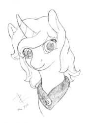Size: 1100x1521 | Tagged: safe, artist:parallel black, artist:perpendicular white, princess luna, pony, g4, bust, female, looking at you, monochrome, portrait, redesign, sketch, solo, traditional art
