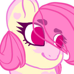 Size: 300x300 | Tagged: safe, artist:sodadoodle, derpibooru exclusive, oc, oc only, oc:pinkie lemonade, eyebrows, female, heart, looking back, mare, pattern, profile picture, smiling, smirk