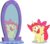 Size: 6168x5484 | Tagged: safe, artist:frownfactory, artist:parclytaxel, apple bloom, alicorn, pony, g4, .svg available, absurd resolution, alicornified, apple bloom's bow, bloomicorn, bow, cutie mark, female, filly, hair bow, horn, mirror, open mouth, race swap, reflection, simple background, solo, startled, svg, transparent background, two toned wings, vector, wings