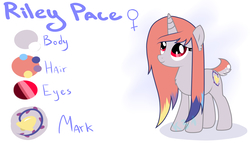 Size: 6098x3500 | Tagged: safe, artist:yuozka, oc, oc only, oc:riley pace, pony, unicorn, female, mare, solo, text