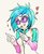 Size: 1000x1230 | Tagged: safe, artist:hobilo, dj pon-3, vinyl scratch, equestria girls, g4, clothes, female, glasses, heart, pointing, simple background, smiling, solo, traditional art