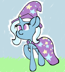 Size: 2430x2694 | Tagged: safe, artist:jmctnt, trixie, pony, unicorn, g4, cape, clothes, cute, female, hat, high res, mare, no pupils, raised hoof, solo, trixie's cape, trixie's hat