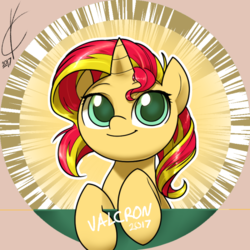 Size: 600x600 | Tagged: safe, artist:valcron, sunset shimmer, pony, unicorn, g4, catasterism, cute, female, mare, solo, sunshine shimmer