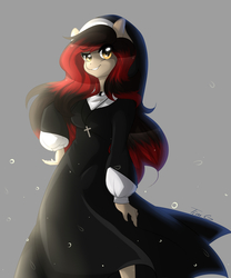 Size: 5000x6000 | Tagged: safe, artist:yuozka, oc, oc only, anthro, absurd resolution, anthro oc, art trade, clothes, female, mare, nun, solo, standing