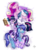 Size: 3160x4160 | Tagged: safe, artist:latia122, princess cadance, shining armor, starlight glimmer, twilight sparkle, oc, oc:sierra nightingale, alicorn, pegasus, pony, unicorn, g4, blushing, book, butt pillow, canon x oc, colored pupils, female, levitation, magic, male, mare, pony pile, self insert, signature, stallion, telekinesis, tower of pony, underhoof