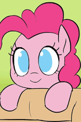 Size: 270x405 | Tagged: safe, artist:doublewbrothers, screencap, pinkie pie, earth pony, pony, g4, animated, blinking, cropped, cute, diapinkes, female, frame by frame, hand, mare, smiling, solo, squigglevision