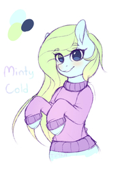 Size: 2339x3000 | Tagged: safe, artist:yuozka, oc, oc only, oc:minty cold, earth pony, pony, clothes, female, high res, mare, solo, sweater