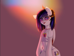 Size: 754x573 | Tagged: safe, artist:yuozka, oc, oc only, pegasus, pony, bipedal, clothes, female, glasses, jewelry, mare, necklace, panties, shirt, solo, t-shirt, underwear