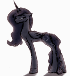 Size: 1516x1637 | Tagged: safe, artist:remains, princess luna, alicorn, pony, g4, female, floppy ears, friesian horse, simple background, solo, white background