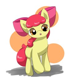 Size: 2253x2448 | Tagged: safe, artist:up_p_ab, apple bloom, earth pony, pony, g4, bow, female, filly, high res, looking at you, simple background, solo, white background