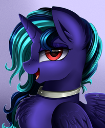 Size: 1446x1764 | Tagged: safe, artist:pridark, oc, oc only, oc:iris, alicorn, pony, alicorn oc, bust, commission, female, looking at you, mare, portrait, smiling, solo
