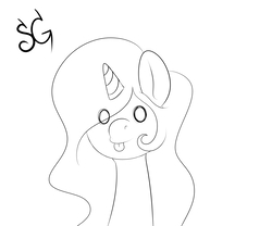 Size: 6000x5000 | Tagged: safe, artist:sunlightgryphon, derpibooru exclusive, princess celestia, g4, :p, absurd resolution, long neck, monochrome, silly, tongue out