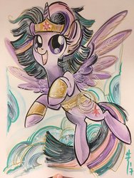 Size: 1536x2048 | Tagged: safe, artist:sararichard, twilight sparkle, alicorn, pony, g4, bracelet, crown, female, jewelry, lasso of truth, looking at you, mare, regalia, twilight sparkle (alicorn), wonder woman