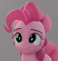 Size: 1023x1083 | Tagged: safe, artist:therealdjthed, pinkie pie, earth pony, pony, g4, 3d, 3d model, blender, blender cycles, bust, cute, cycles render, diapinkes, female, mare, model:djthed, simple background, smiling, solo