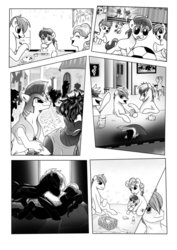 Size: 752x1062 | Tagged: safe, artist:candyclumsy, oc, oc only, earth pony, pegasus, pony, comic:becoming the façade, bar, cider, colt, comic, cuffs, disguise, disguised changeling, female, food, football, male, mare, monochrome, mug, picnic, royal guard, sports, stallion, tankard, this will end in tears and/or death