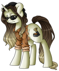 Size: 1024x1239 | Tagged: safe, artist:sk-ree, oc, oc only, oc:cara maske, pony, unicorn, clothes, female, mare, shirt, simple background, solo, sunglasses, transparent background, watermark