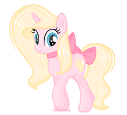 Size: 1928x1748 | Tagged: safe, artist:talentspark, oc, oc only, oc:butter belle, pony, unicorn, bow, female, hair bow, mare, simple background, solo, tail bow, transparent background