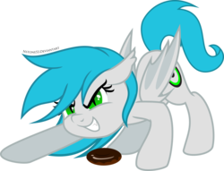 Size: 1600x1222 | Tagged: safe, artist:nstone53, oc, oc only, oc:sister note, bat pony, pony, donut, food, simple background, solo, transparent background