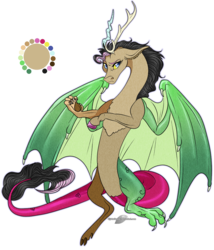 Size: 949x1109 | Tagged: safe, artist:bijutsuyoukai, oc, oc only, oc:cautionary tale, draconequus, offspring, parent:discord, parent:mayor mare, parents:discomare, recolor, simple background, solo, transparent background