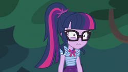 Size: 2208x1242 | Tagged: safe, screencap, sci-twi, twilight sparkle, equestria girls, g4, my little pony equestria girls: better together, stressed in show, stressed in show: fluttershy, bowtie, female, geode of telekinesis, glasses, magical geodes, ponytail, solo, stressed