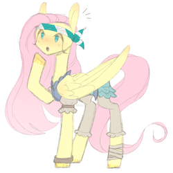 Size: 1000x1000 | Tagged: safe, artist:harusocoma, fluttershy, pony, g4, my little pony: the movie, bandana, bloomers, female, pirate fluttershy, puffy sleeves, simple background, solo, white background
