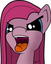 Size: 2544x3184 | Tagged: safe, artist:tjarvinen, pinkie pie, earth pony, pony, g4, female, fetish, high res, hungry, mare, mawshot, offscreen character, open mouth, pinkamena diane pie, pov, say ahh, simple background, throat, tongue out, uvula, white background