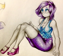 Size: 2446x2169 | Tagged: safe, artist:nolyanimeid, rarity, equestria girls, g4, clothes, female, high res, solo, traditional art