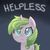 Size: 300x300 | Tagged: safe, artist:kianamai, oc, oc only, oc:anthea, pony, unicorn, fanfic:helpless, kilalaverse, adopted offspring, blind, blue eyes, fanfic, fanfic art, fanfic cover, female, filly, frown, glare, gradient background, helpless, looking at you, looking up, next generation, offspring, parent:fluttershy, solo, story in the source