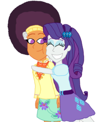 Size: 1216x1440 | Tagged: safe, artist:ktd1993, rarity, saffron masala, equestria girls, g4, afro, female, hug, lesbian, raffron, shipping, simple background, transparent background