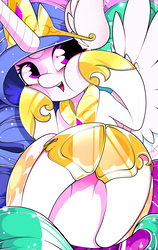 Size: 2893x4592 | Tagged: safe, artist:ahekao, princess celestia, alicorn, pony, g4, cute, ear fluff, featureless crotch, female, human shoulders, mare, solo, squishy cheeks