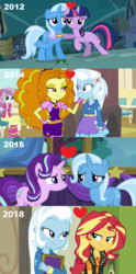 Size: 1696x3408 | Tagged: safe, edit, adagio dazzle, starlight glimmer, sunset shimmer, sweetie belle, trixie, twilight sparkle, unicorn, equestria girls, equestria girls series, forgotten friendship, g4, magic duel, my little pony equestria girls: rainbow rocks, no second prances, counterparts, female, gem, lesbian, ship:startrix, ship:suntrix, ship:twixie, shipping, siren gem, triagio, trixie gets all the mares, twilight's counterparts