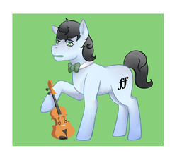 Size: 1245x1081 | Tagged: safe, artist:guiltyp, oc, oc only, oc:fortissimo, earth pony, pony, bowtie, male, musical instrument, offspring, parent:frederic horseshoepin, parent:octavia melody, parents:fredtavia, solo, stallion, violin
