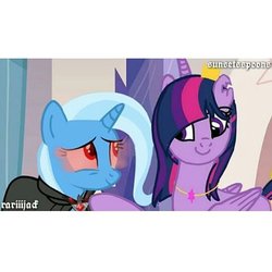 Size: 540x540 | Tagged: safe, edit, edited screencap, screencap, trixie, twilight sparkle, alicorn, pony, g4, magic duel, alicorn amulet, alternate ending, female, lesbian, ship:twixie, shipping, twilight sparkle (alicorn)