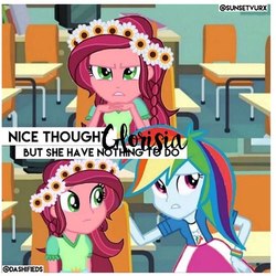 Size: 657x657 | Tagged: safe, edit, edited screencap, screencap, gloriosa daisy, rainbow dash, equestria girls, g4, my little pony equestria girls, my little pony equestria girls: legend of everfree, floral head wreath, flower