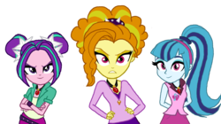 Size: 1920x1076 | Tagged: safe, artist:galacticpup, adagio dazzle, aria blaze, sonata dusk, equestria girls, g4, alternate hairstyle, alternate universe, looking at you, simple background, the dazzlings, transparent background