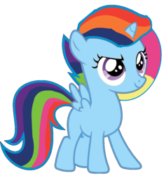 Size: 936x1002 | Tagged: safe, oc, oc only, oc:rainbow sparkle, alicorn, pony, alicorn oc, female, filly, magical lesbian spawn, offspring, parent:rainbow dash, parent:twilight sparkle, parents:twidash