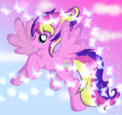 Size: 1910x1802 | Tagged: safe, artist:doraeartdreams-aspy, skywishes (g4), pegasus, pony, g4, female, flying, mare, solo